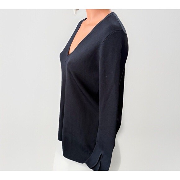 Theory Womens Britona Lustrate Black Knit V-Neck Shirt Size S Oversized Luxury - Picture 3 of 7